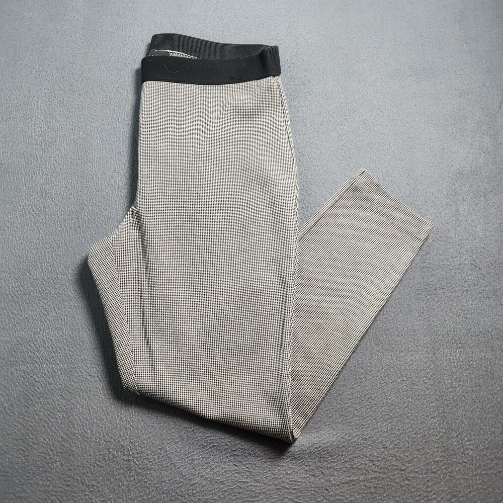 Talbots Pants Women 10P White Black Elastic Waist Soho Ankle Mid Rise
